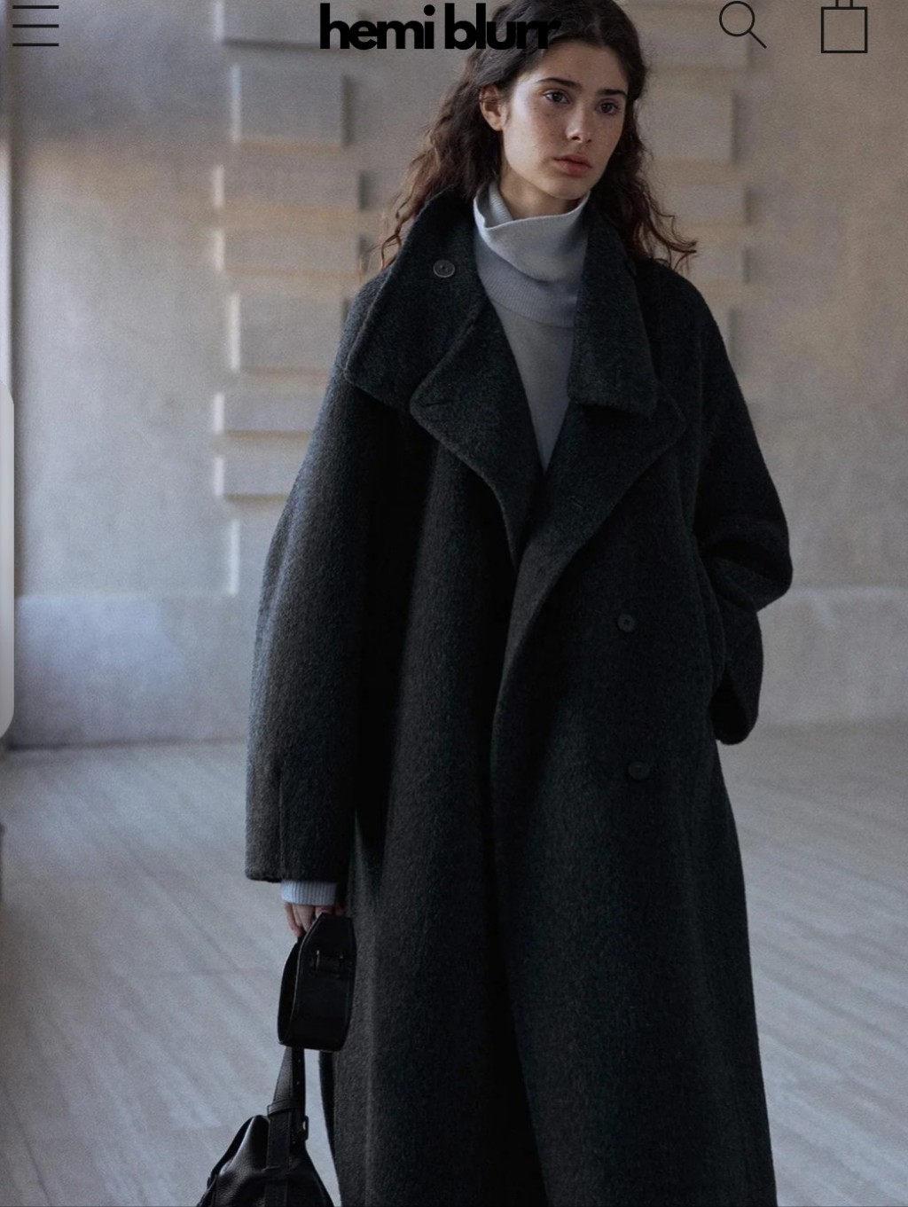 Hemi Blurr Corvian Wool Stand-Collar Coat Os Oversized Dark Gray — image 5 of 5